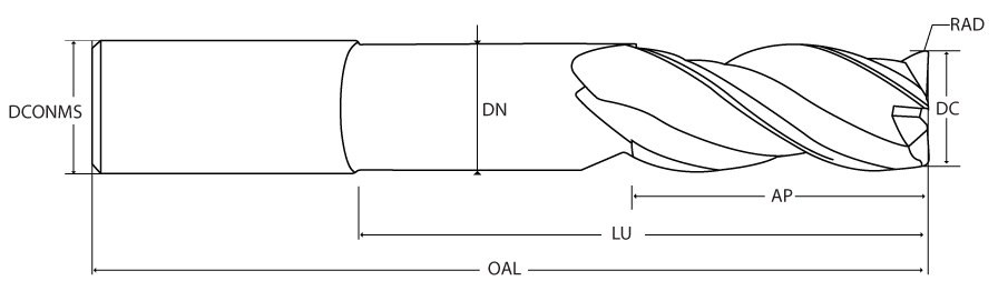 DC 3/4′ x DCONMS 3/4′ x APMX 1-1/4′ x OAL 4′