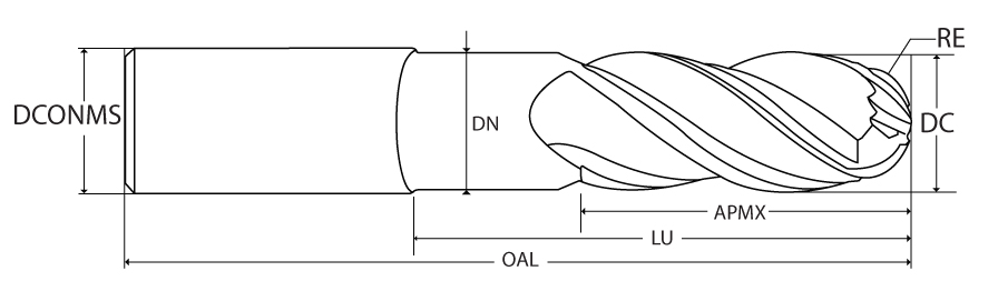 DC 1/2′ x DCONMS 1/2′ x APMX 7/8′ x OAL 6′